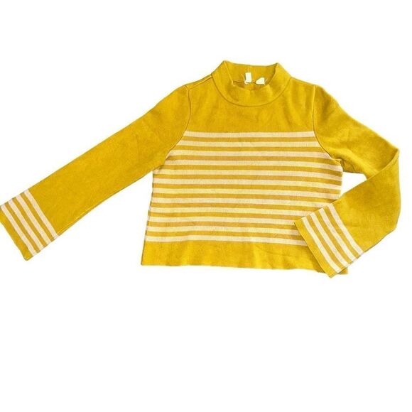 ANTHROPOLOGIE MOTH Structured Yellow & Pink Sweater Size M - Picture 2 of 8